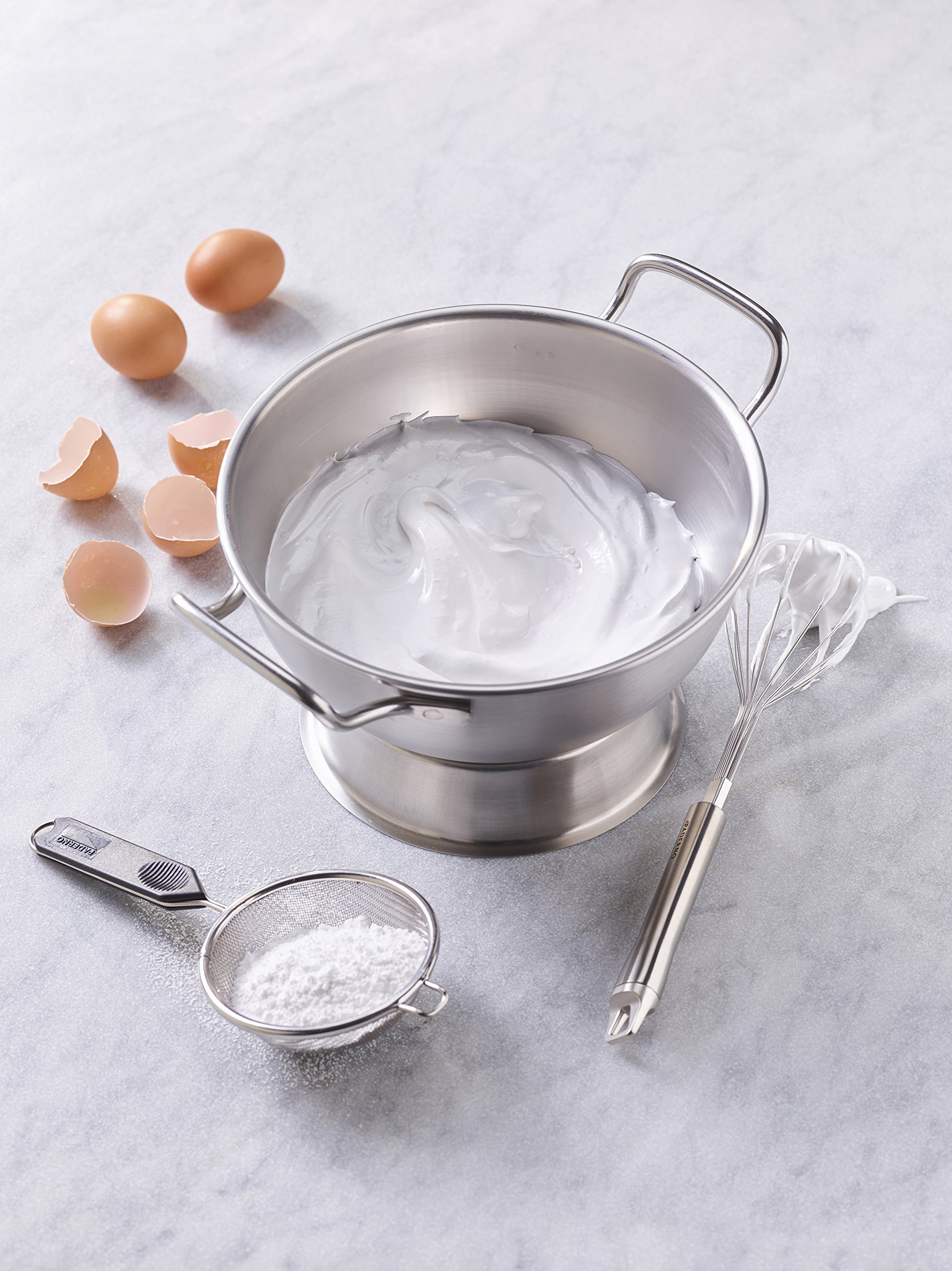 Paderno 11952-22 - Bastardella Semisferica – Ciotola multiuso in acciaio inox con manici, per impastare, mescolare e montare – Diametro: 22 cm, altezza: 12 cm, capacità: 2,7 lt