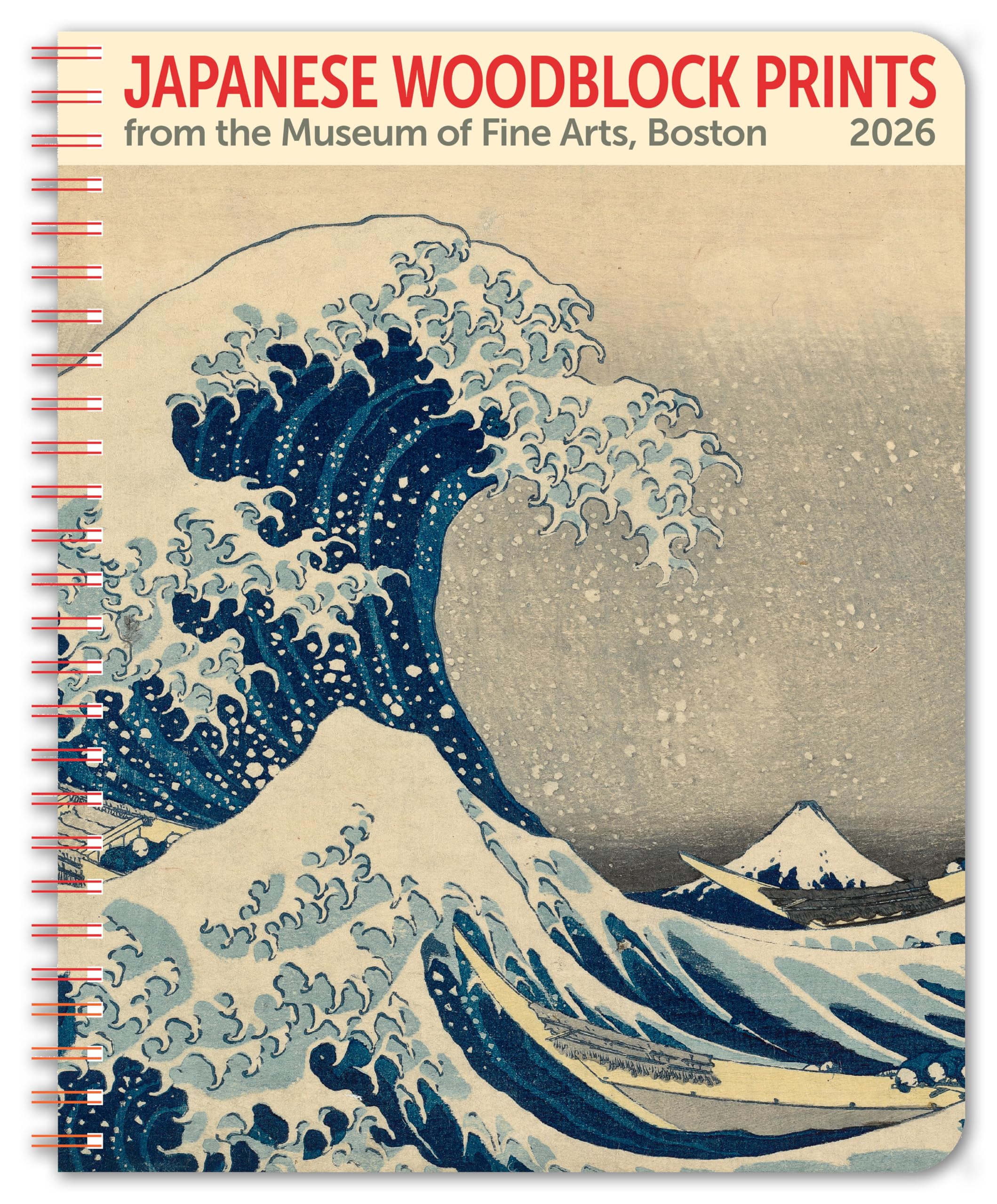 MFA Boston - Agenda settimanale 2026 con blocchi di legno giapponesi, 15,2 x 21 cm, rilegatura a spirale