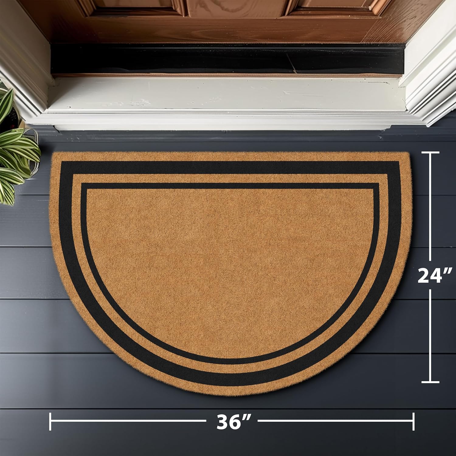 Barnyard Designs Natural Coco Coir Doormat Welcome Mat for Front Door & Outdoor Entrance, Large Door Mat for Indoor Entrance or Porch Entry, Brown (24x36, Border)