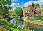 Puzzles pour adultes 1000 Pièces, Peinture Maisons avec Affiche Interlock Lettre parfaite sur le dos Pas de poussière, Décor Maison Jouet cadeau de fête pour les hommes Femmes Aînés (27,5"x19.6")