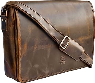 Leather Messenger Bag for Men - 16 Inch Full Grain Vintage Laptop Satchel