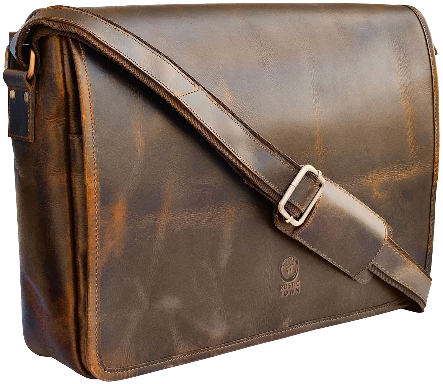 Leather Messenger Bag for Men 16 Full Grain Leather Laptop Bag Vintage Crossbody Office Satchel Travel Shoulder Bag