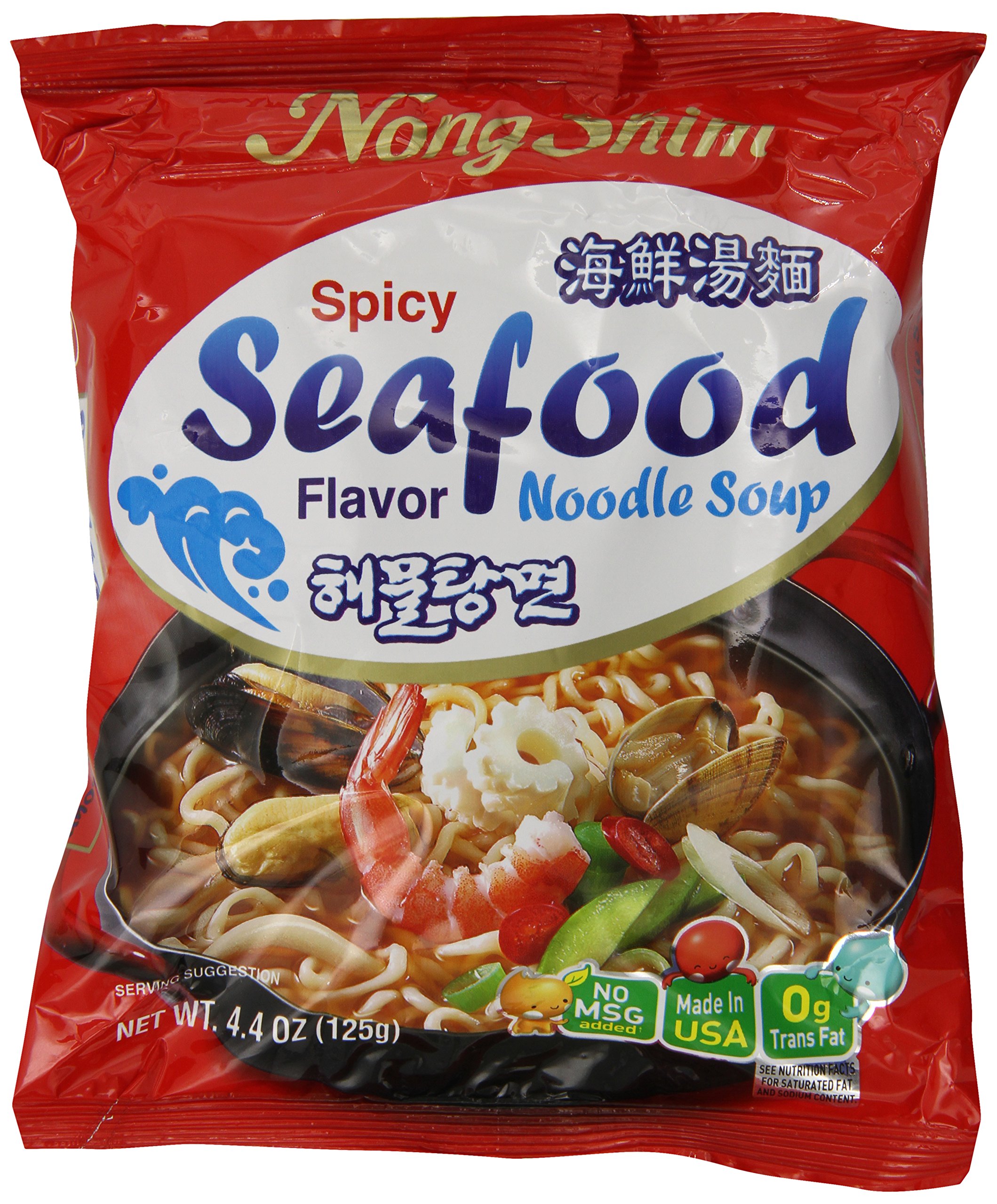 Nongshim Noodle Soup, Spicy Seafood, 4.4 Ounce (Pack of 16)