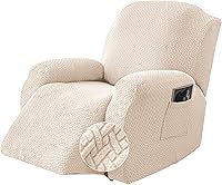 Vista 18 de Genina Funda para Silla Reclinable, Fundas Elásticas para Sillas Reclinables, Fundas para Sofá Reclinable de Rayas de Jacquard, Fundas Protectoras