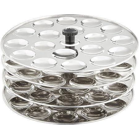 Tabakh 4-Rack Stainless Steel Idli Stand, Makes 72 Mini Idlys of 1" Diameter