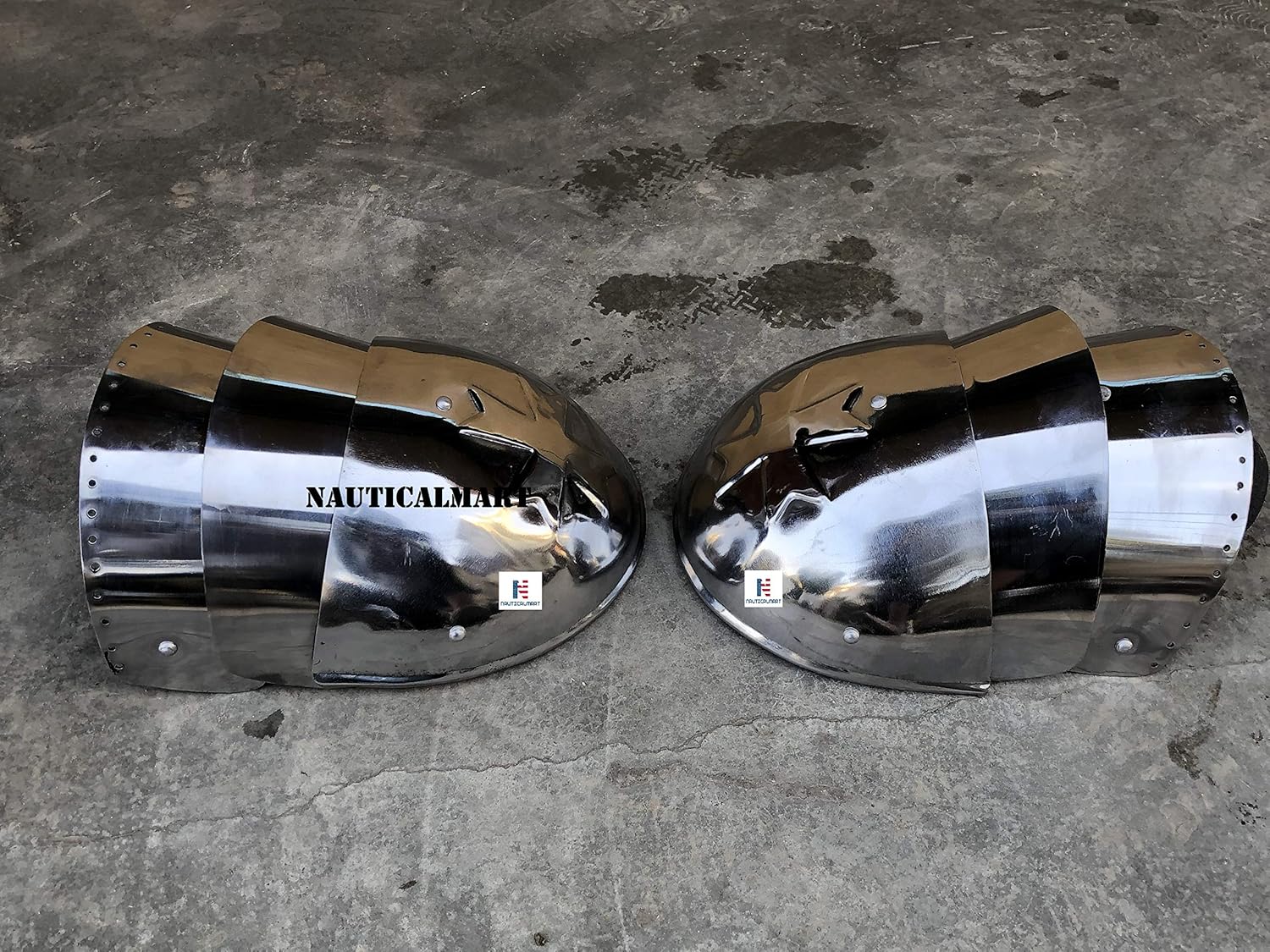 Nautical-Mart Medieval Crusader Steel Pauldrons Shoulder Armour Silver One Size