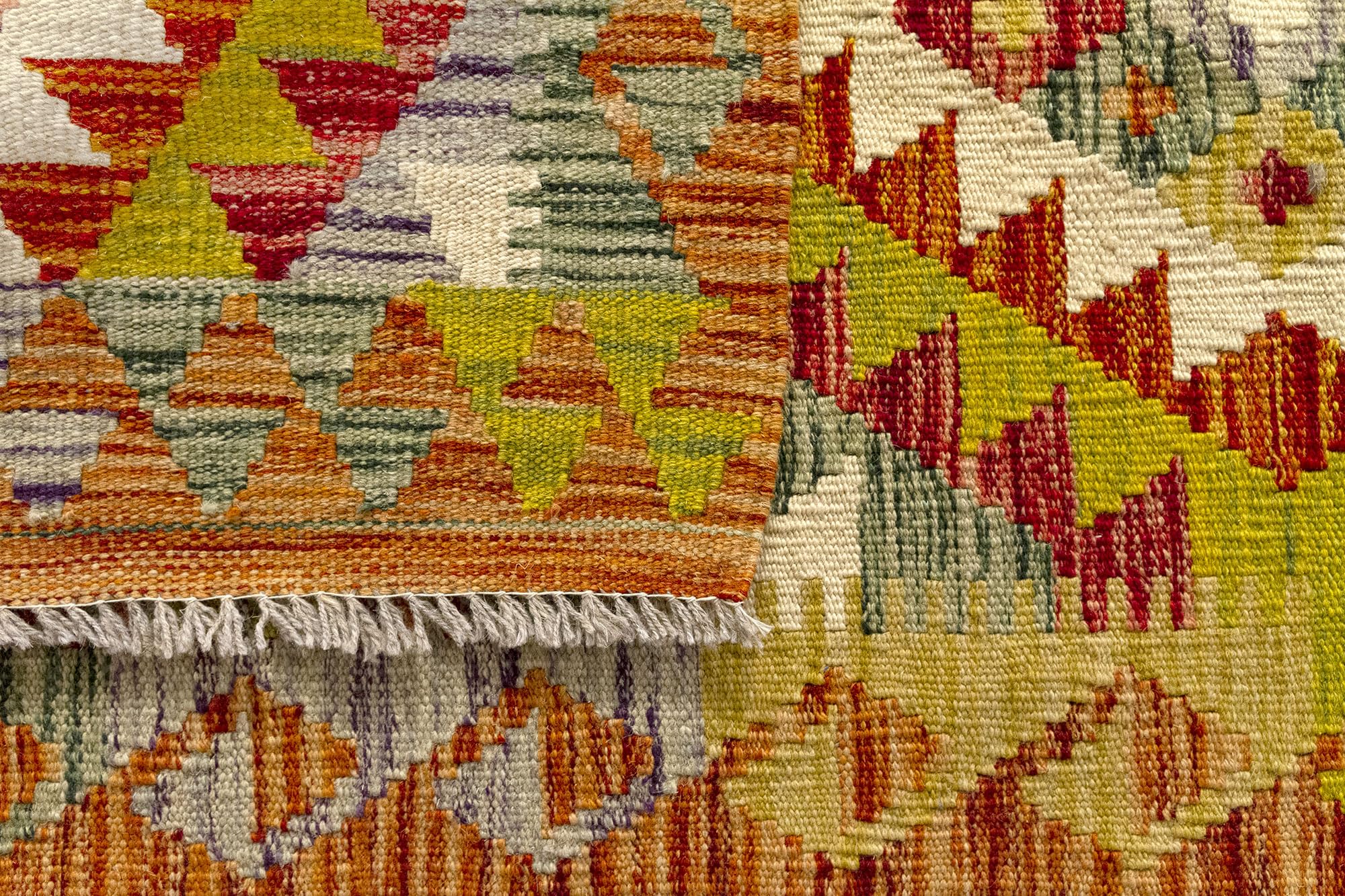 HAMID Tapis Kilim Herat, 100% Laine Tissée à la Main, Tapis Ethnique pour Salon, Chambre, Salle à Manger (96x61cm)