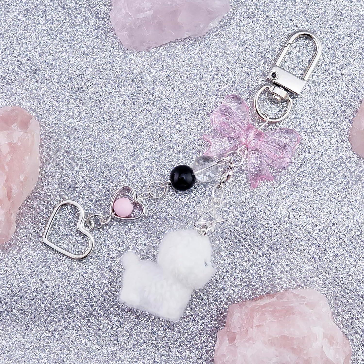 Cute Dog Keychain Cute Dogs Bag Charms for Handbags Aesthetic Keychains for Backpacks Purse Tote Bags Wallet Kawaii Accessories Stuffed Animal Dog Mom Gifts for Women Girls - Image 5