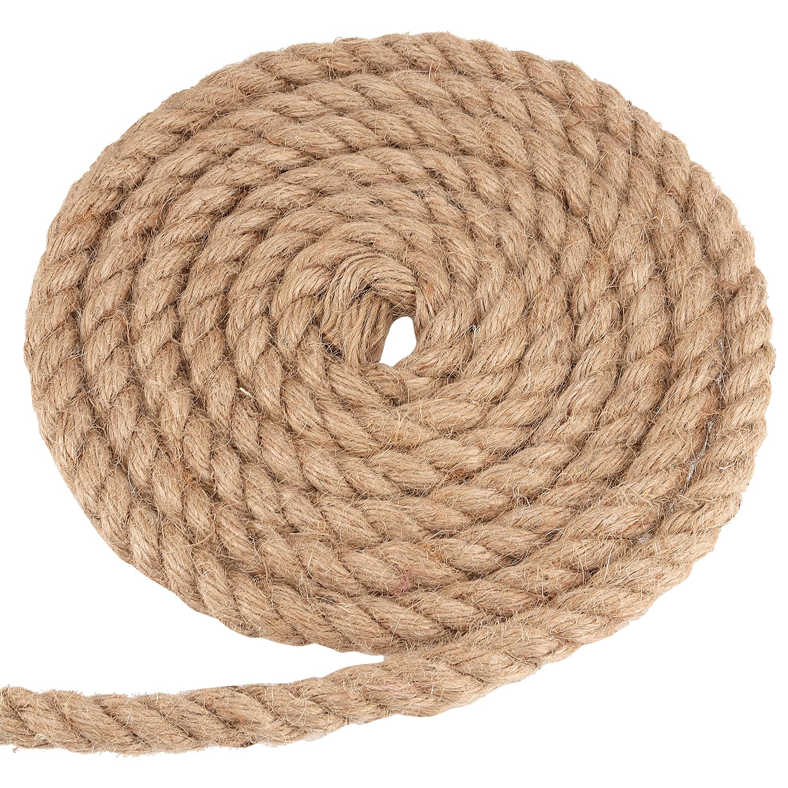 PINGEUI Corda di Iuta Naturale, 50 m x 10 mm, Corda di Canapa Intrecciata, per Giardino, Artigianato, Campeggio, Imballaggi e Decorazioni