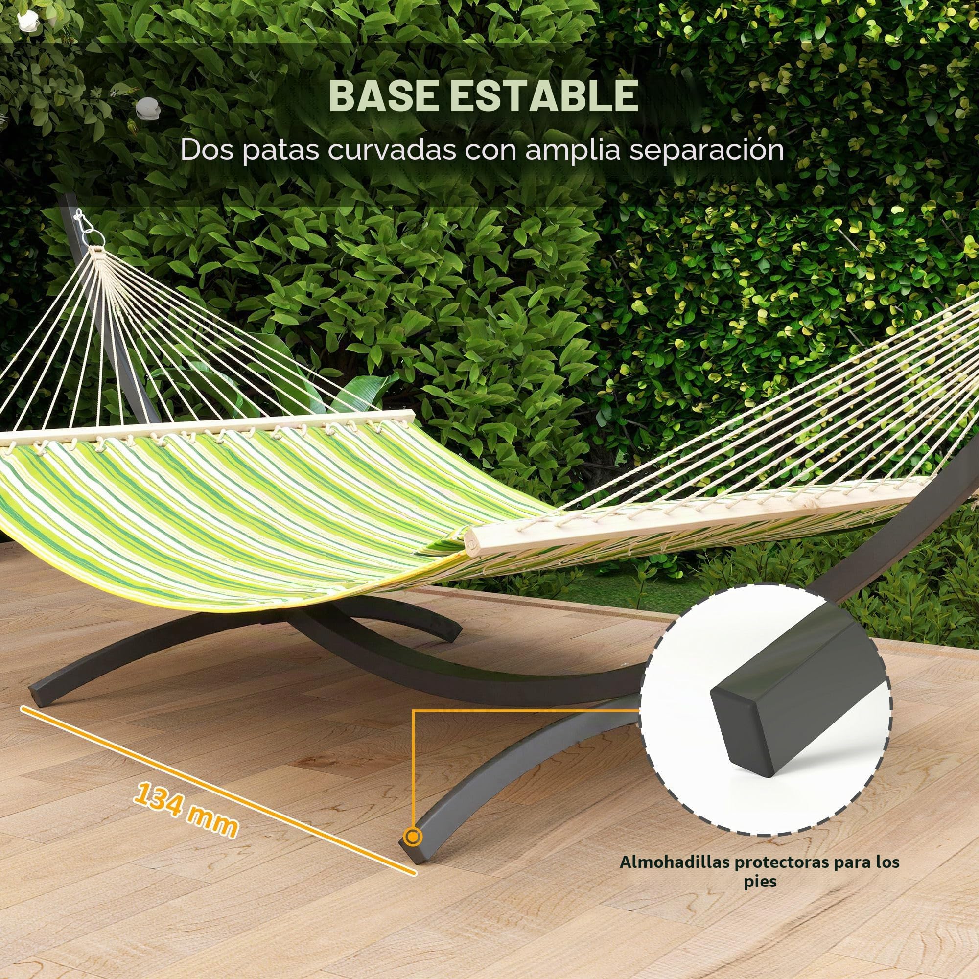 Outsunny Soporte de Hamaca de Metal con Ruedas, Soporte de Hamaca Carga máx. 150 kg con Cadenas, Ganchos, para Uso en Exteriores e Interiores, 337 x 118 x 118 cm Negro
