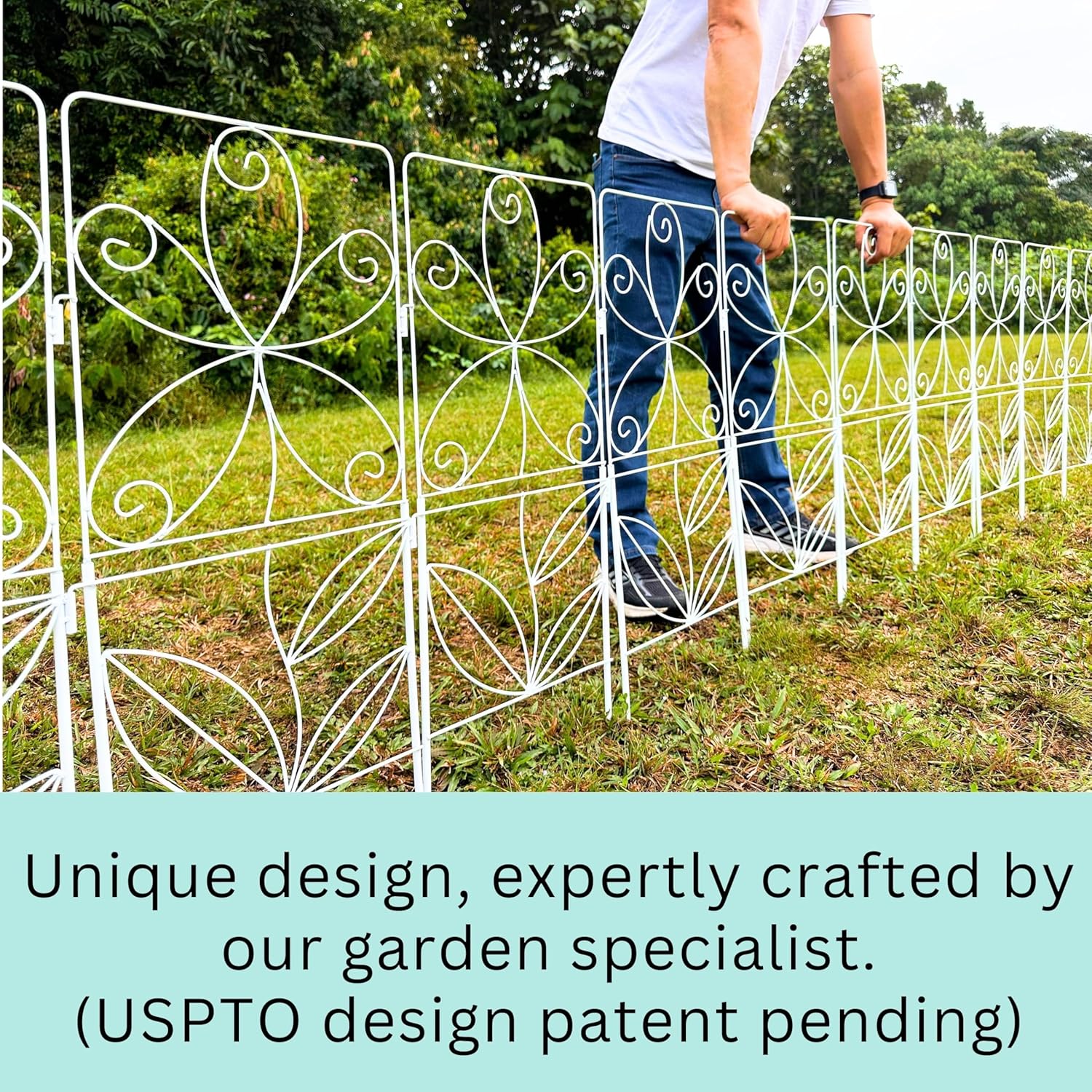 ShopLaLa Garden Fence (10 Panels) 12.5in(L) x 31in(H) Rustproof White Metal Wire Decorative Floral Flower Bed Edging for Landscape, Animal Barrier Fencing Small Dog Yard Gate Fences Tall Outdoor Decor