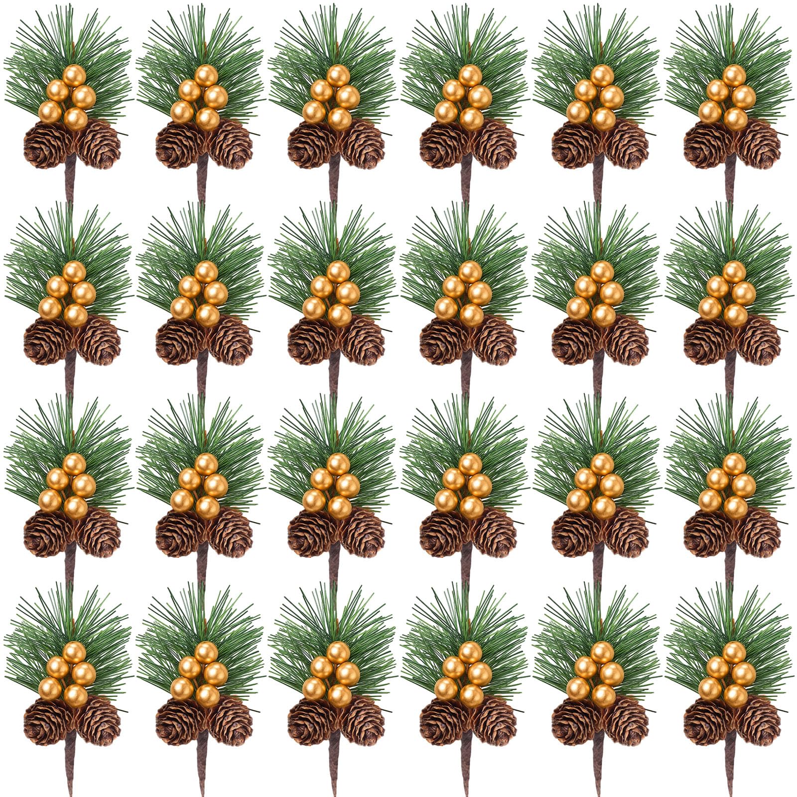 Aiguilles de pin artificielles pour arrangements floraux et couronnes de Noël dorées