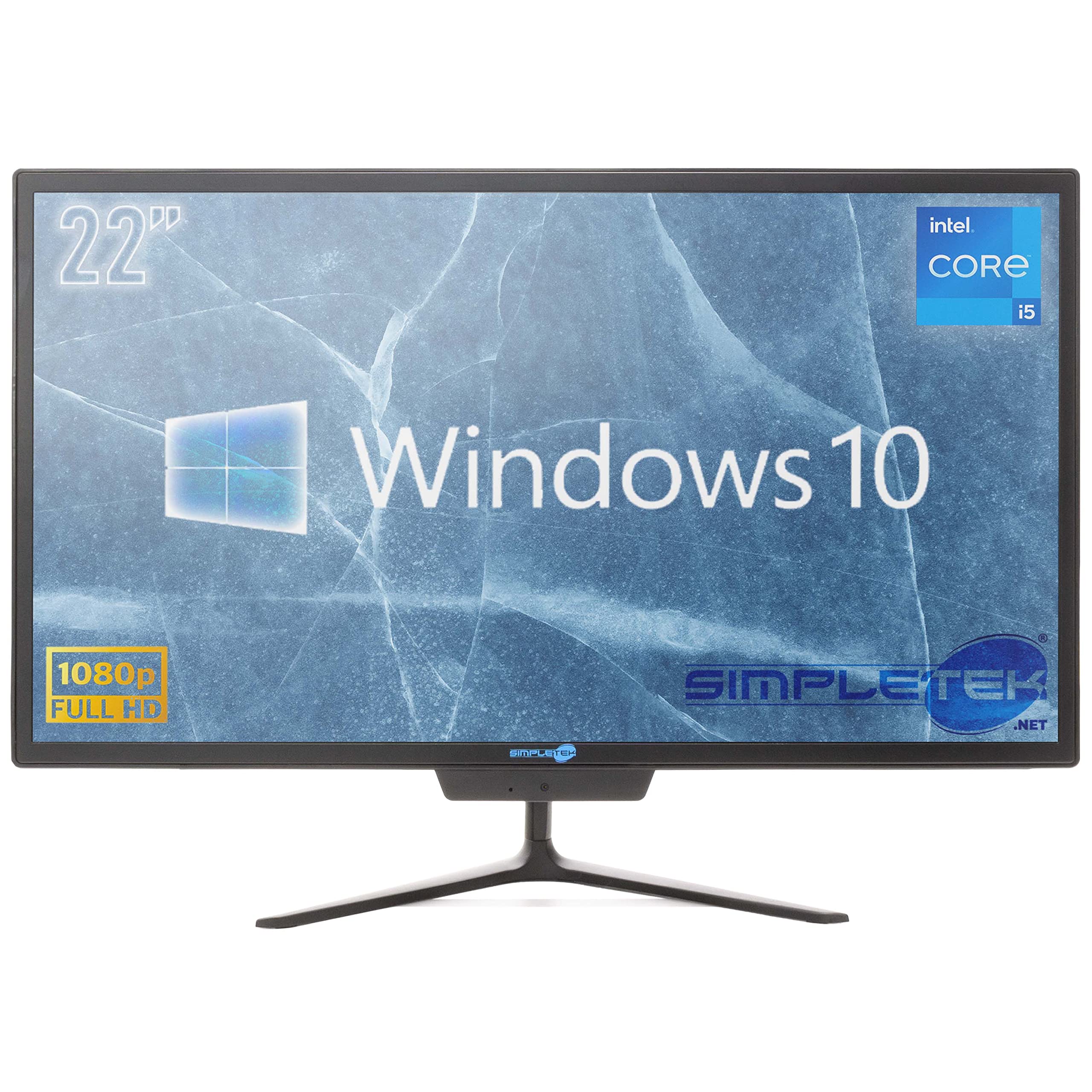 SIMPLETEK PC All in One Core i5 Fino 3.20GHz 4GB SSD 120GB | 22" Full HD Windows 10 Pro | Webcam integrata VGA HDMI WiFi5 Computer Aio Fisso Casa Lavoro
