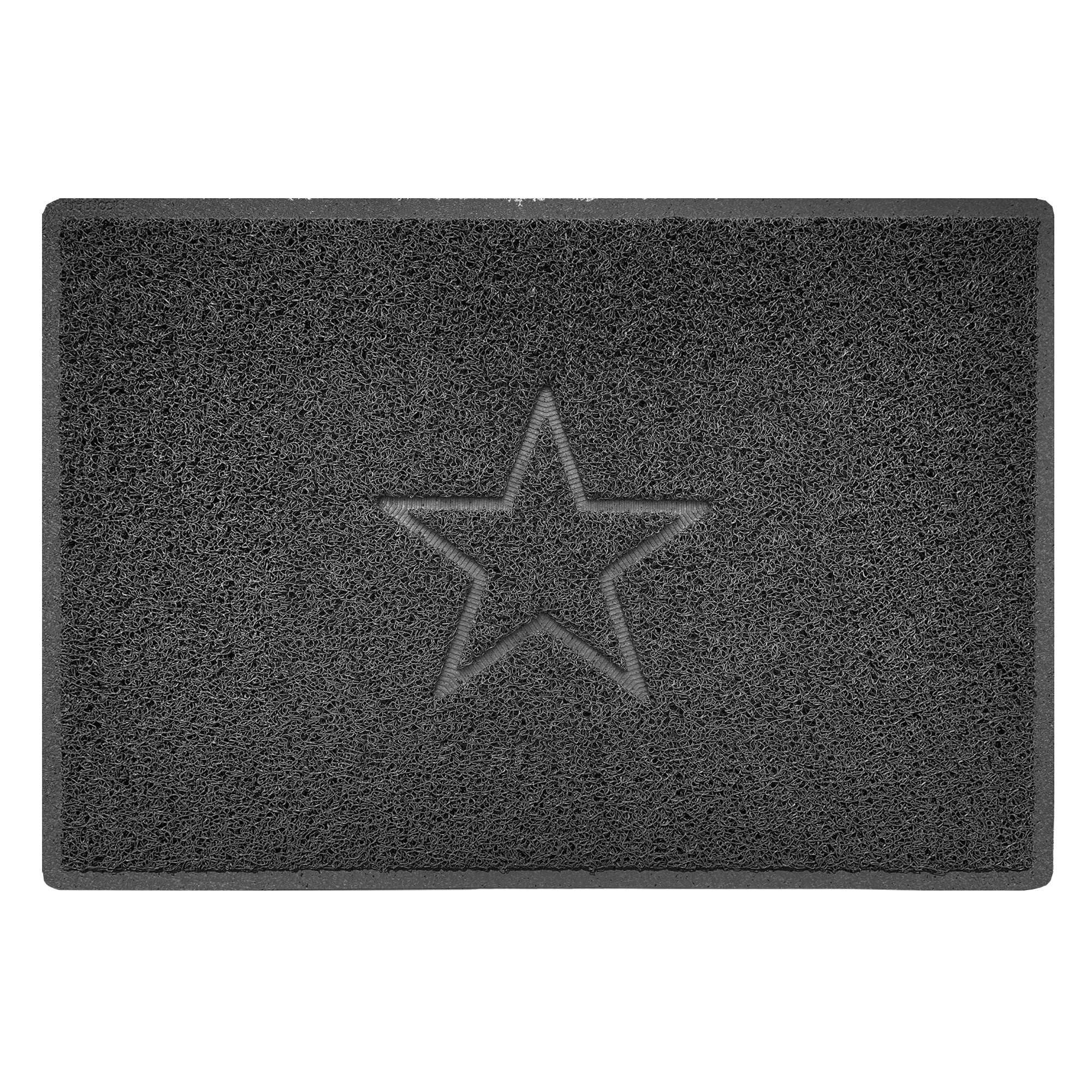 Nicoman Star Embossed Shape Door Mat Dirt-Trapper Washable Barrier Doormat-Dark Grey (Watertight Rubber-Back)-Large (90x60cm)