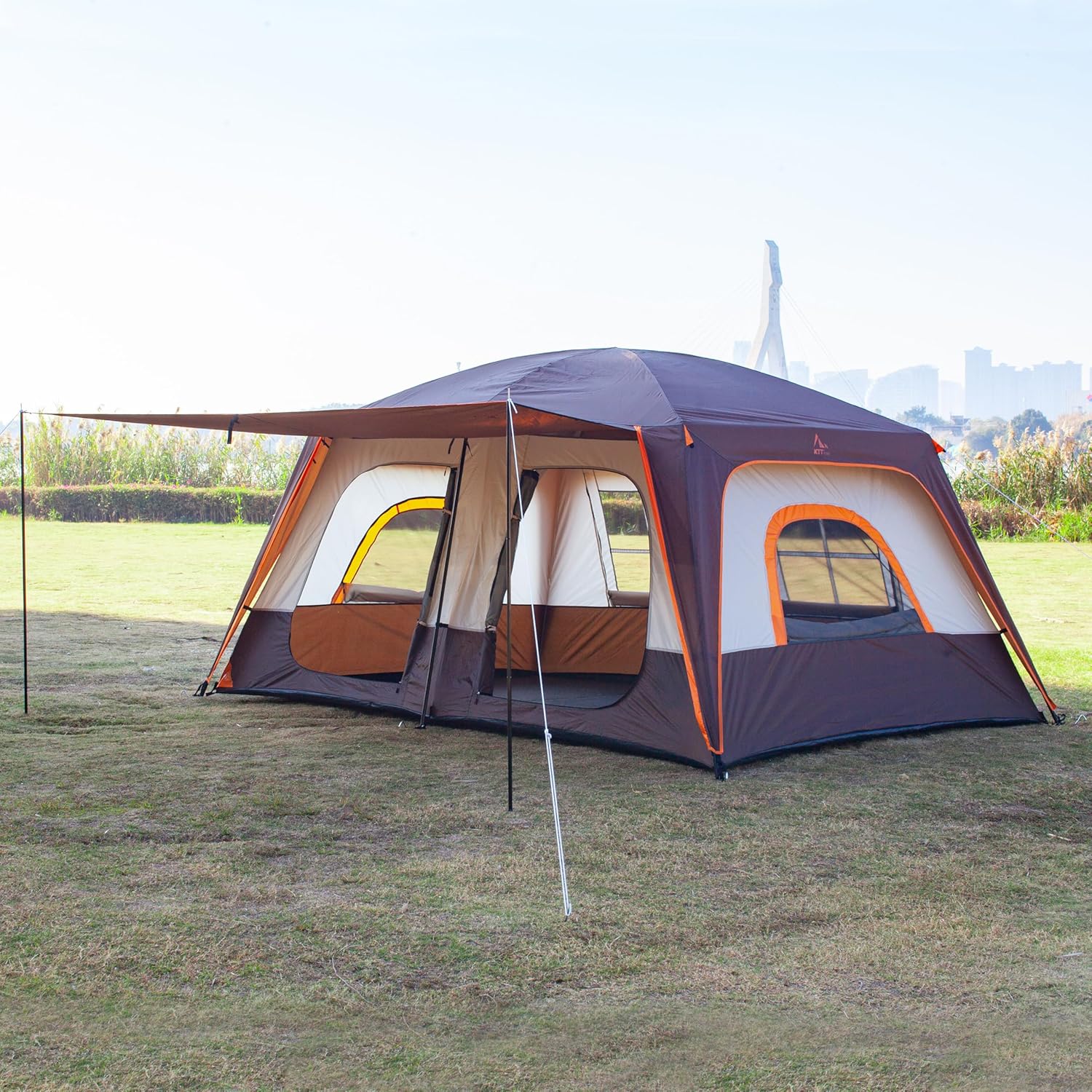 KTT Extra Large Tent 10-12-14 Person(A),Family Cabin Tents,2 Rooms,3 Doors and 3 Windows with Mesh,Straight Wall,Waterproof,Double Layer,Big Tent for Outdoor,Picnic,Camping,Family Gathering KTT Extra Large Tent 10-12-14 Person(A),Family Cabin Tents,2 Rooms,3 Doors and 3 Windows with Mesh,Straight Wall,Waterproof,Double Layer,Big Tent for Outdoor,Picnic,Camping,Family Gathering