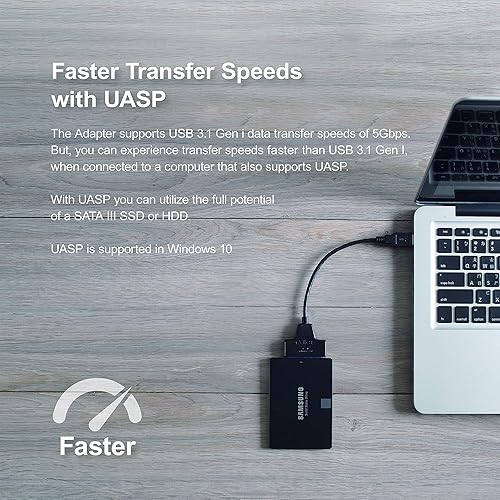 Miniatura 4 de Mediasonic Cable SATA a USB – USB 3.0 / USB 3.1 Gen 1 a 2.5 pulgadas SATA SSD/Cable adaptador de disco duro (optimizado para SSD, compatible con