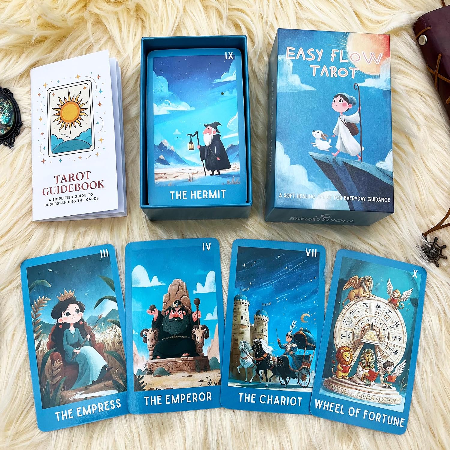 Easy Flow Tarot Deck, 78 Cards Tarot Cards for Beginners | Cute Illustrated Tarot, Inspired Deck, Visual Story Tarot Deck for Daily Guidance, Emotional Reflection Intuitive Reading