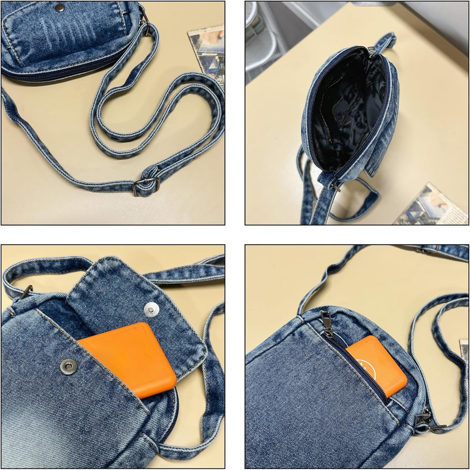 Women's Small Denim Crossbody Bag,Vintage Jean Purse with Adjustable Strap for Women,Lightweight Y2k Preppy Shoulder Handbag - Image 5