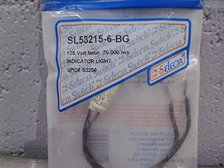 SELECTA SL53215-6-BG Indicator Light, NEON Type, 6 INCH Wire Leads, 0.5 INCH Size, RED Color, 125 VAC Input, Flush Mount