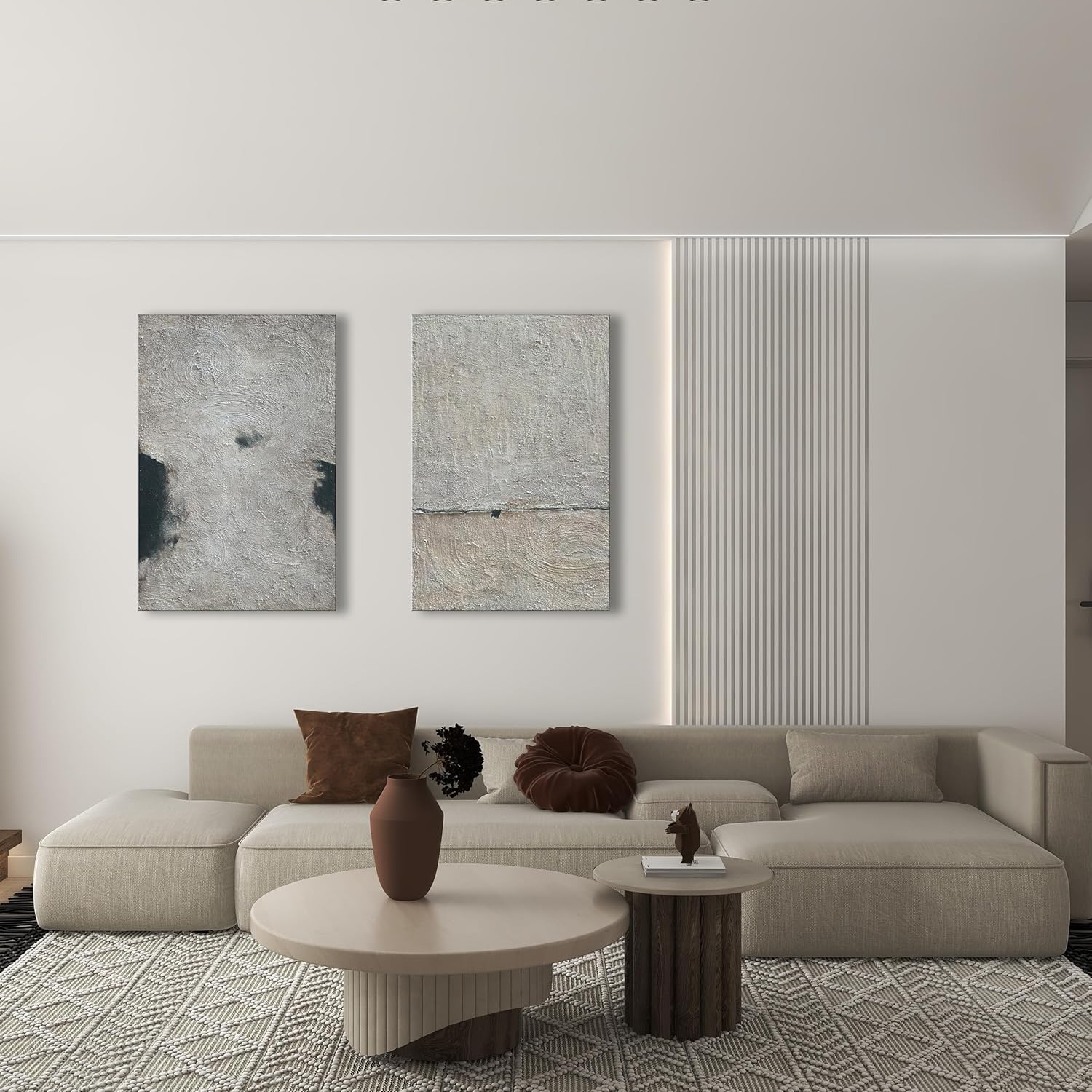 NANKAI Hand Painted Minimalist Black and White Art Canvas Abstract Oil Painting 36x24 inch Wall Decorative Art