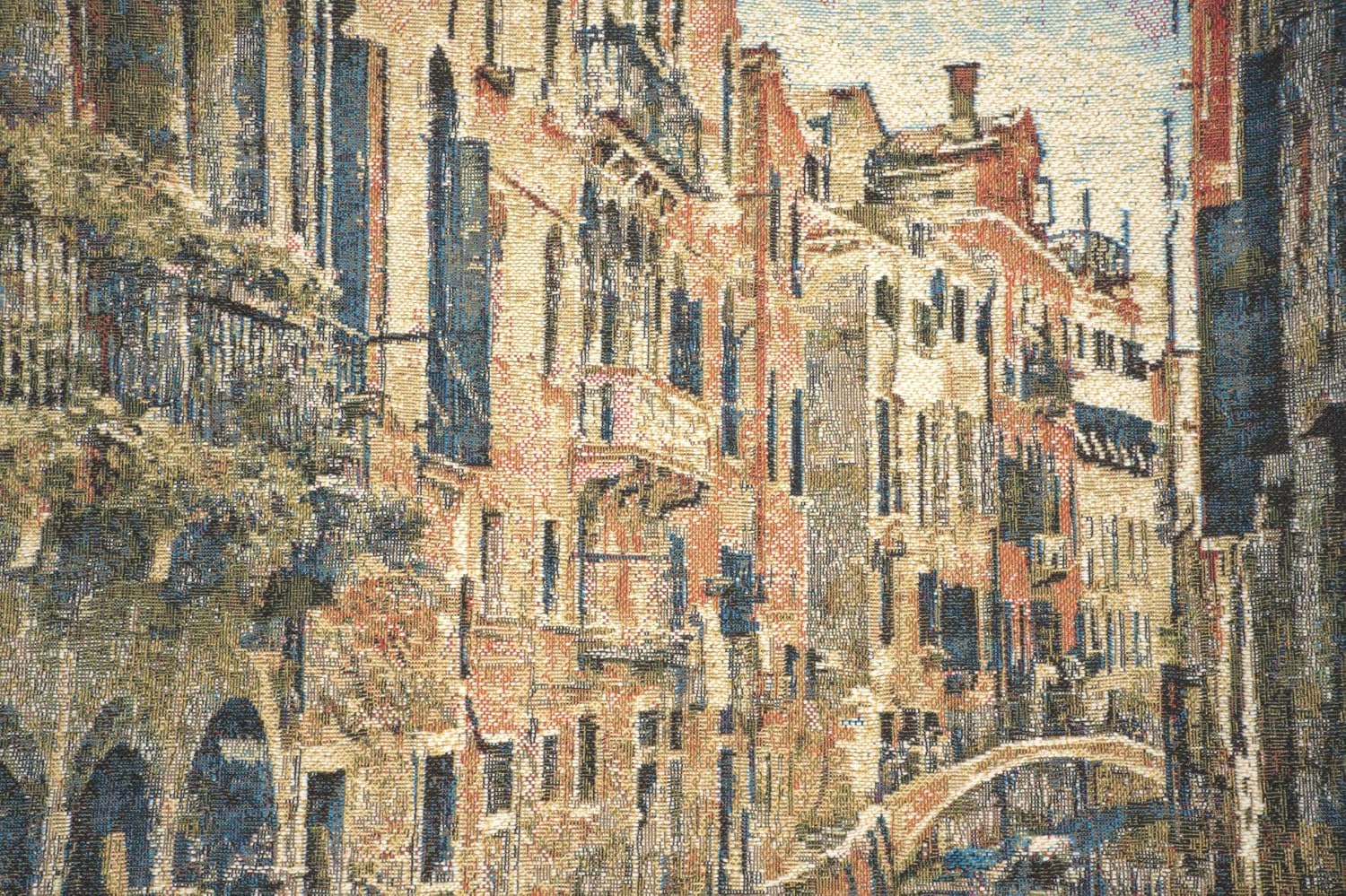Charlotte Home Furnishings Decorative Throw Pillow Cover 18x18 – European Woven Venice Canal Medieval Tapestry Cushion for Couch, Sofa, Chair or Bed, Belgian Jacquard Cotton Blend, Insert Not Included