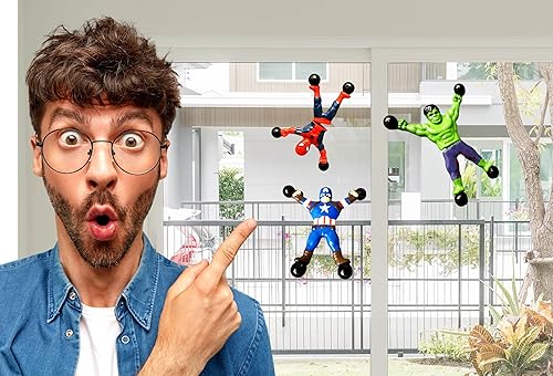 Miniatura 3 de Spiderman & Avengers Window Crawler Escaladores de pared Juguetes pegajosos (3 unidades, 6 héroes) Marvel Avengers Superheroes Fidget Toy Wall