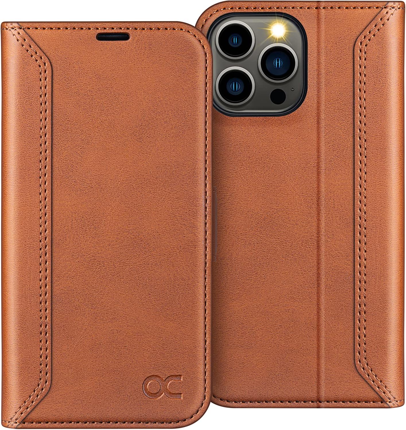 OCASE Retro Series Compatible with iPhone 13 Pro Max Wallet Case with Card Holders [RFID Blocking][TPU Inner Shell ][Kickstand] Shockproof PU Leather Flip Folio Phone Cover 6.7 inch 2021 (Brown)