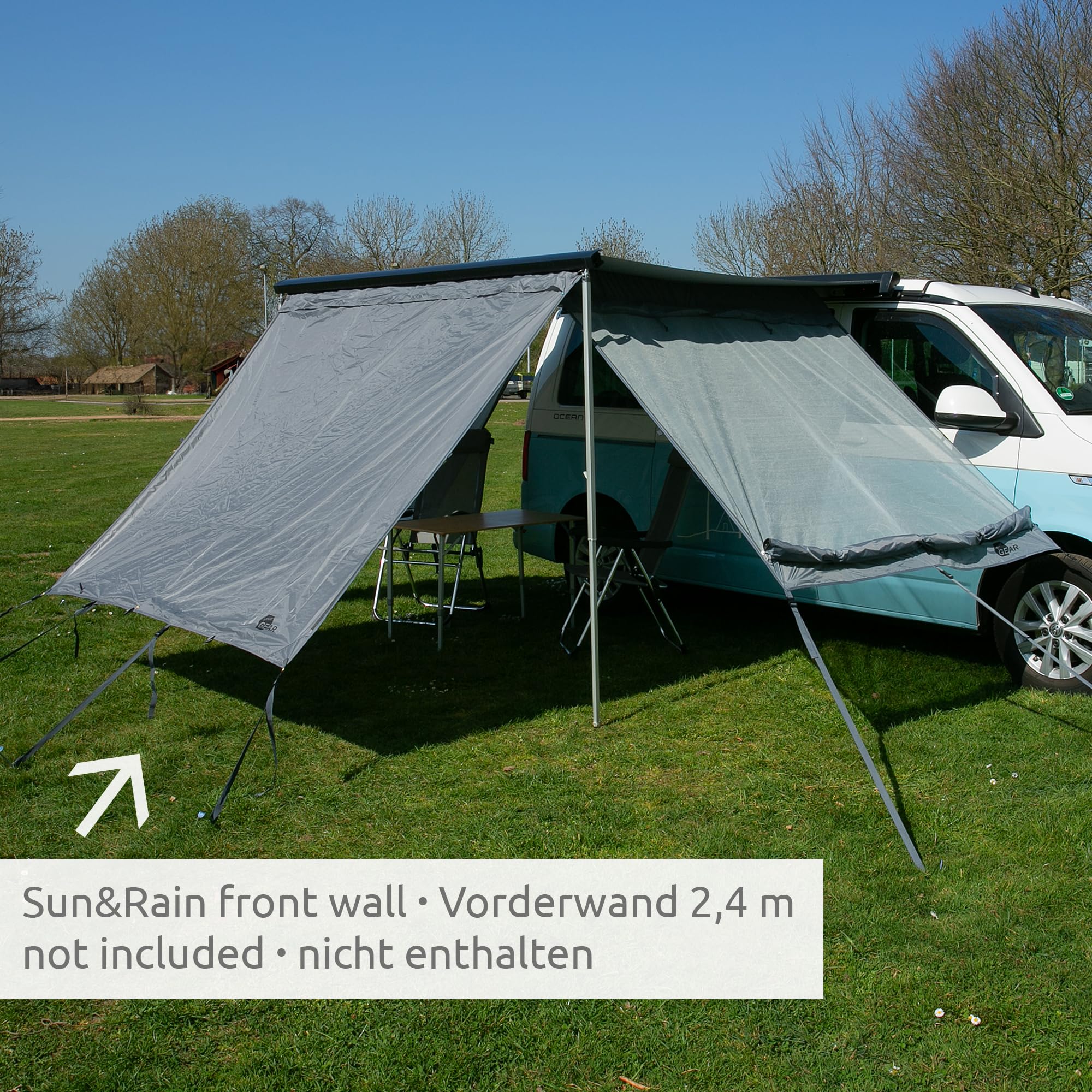 Votre GEAR Bus de camping Sun + Rain Blocker Parois latérales – 2 x paroi latérale pour tente de soleil avec 2 m de déploiement