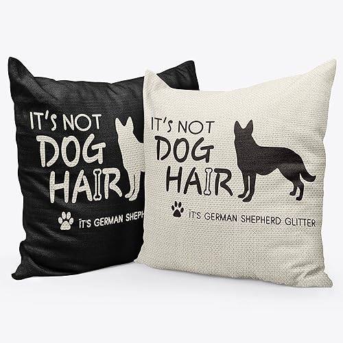 Juego de 2 fundas de almohada con purpurina de pastor alemán, 18 x 18 pulgadas, regalo para amantes de los perros, regalos para amantes del pastor