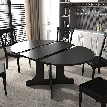 Round Expandable Dining Table,Wood Extendable Dining Room Table Extendable Table, Long Dining Table for Kitchen