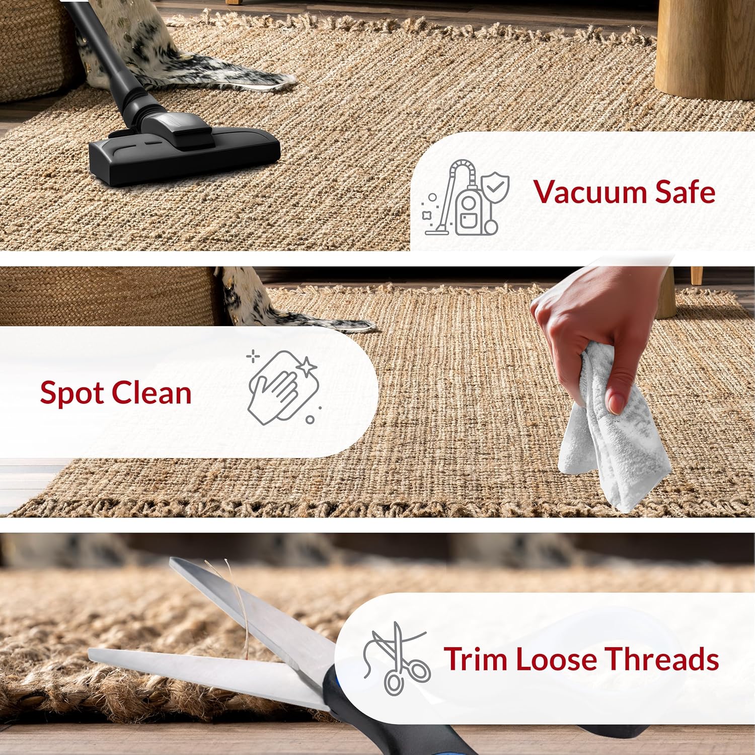 Nuloom Daniela Natural, 3' x 5', Handmade, Jute, Tassel, Soft and Textured, High Traffic, Stain Resistant, Easy Clean, Durable Area Rug for Bedroom, Living Room, Dining Space, Foyer, Entryway