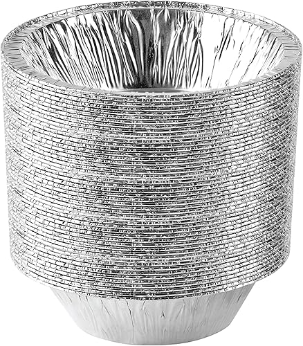 PLASTICPRO Moldes redondos de aluminio desechables de aluminio de 6 pulgadas, aptos para congelador y horno, para hornear, cocinar, almacenar, asar