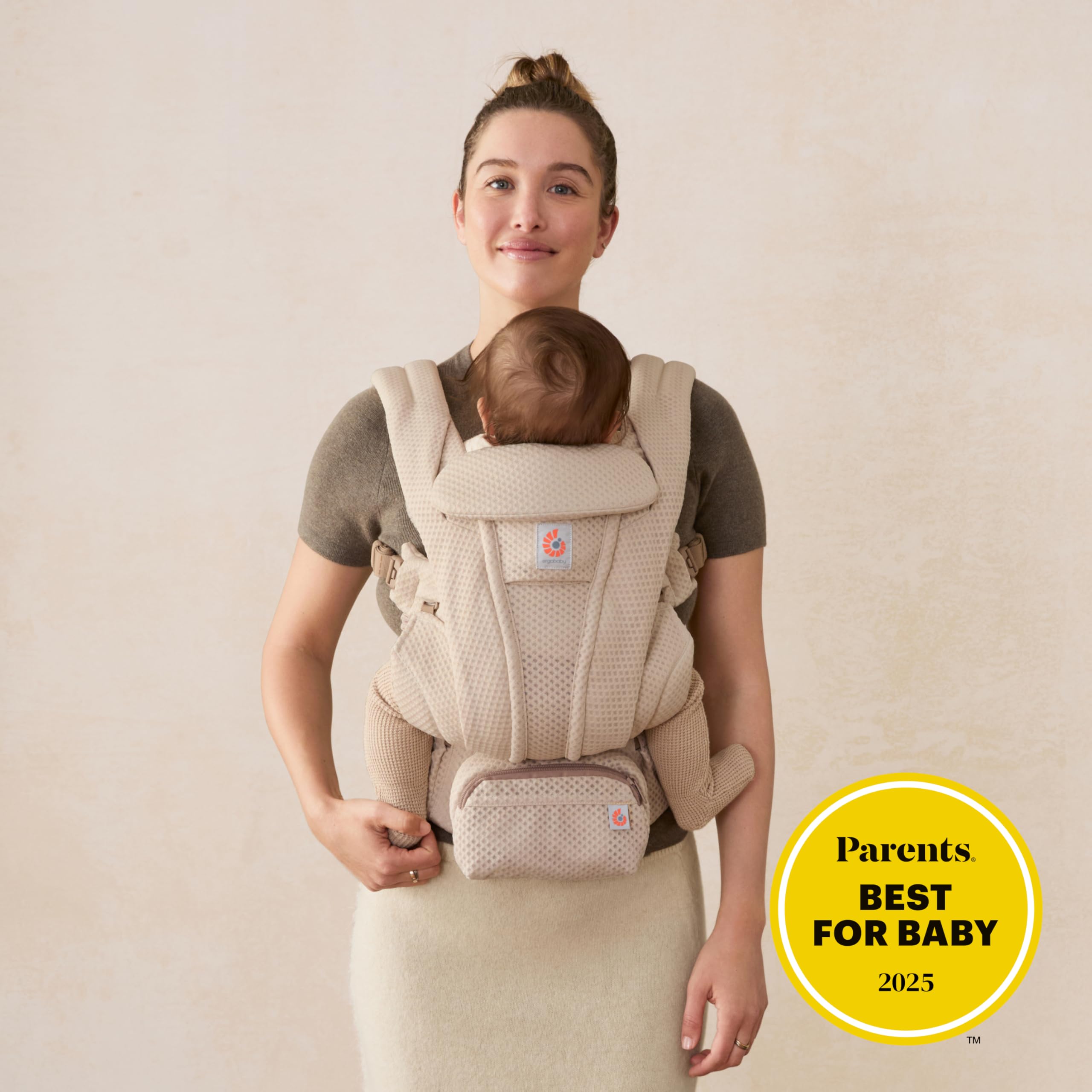 Ergobaby Omni Deluxe Porte-bébé tout-en-un pour les nouveau-nés dès la naissance jusqu'à 20kg, porte-bébé ergonomique en mesh 4 positions, dorsal, porte-bébé de voyage, Natural Beige
