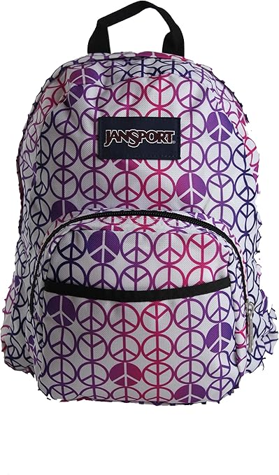 purple and white backpack