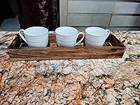 Vista 6 de Bandeja de madera rústica para servir, centro de mesa decorativo para comedor, cafetería, sala de estar, organizador de decoración del hogar