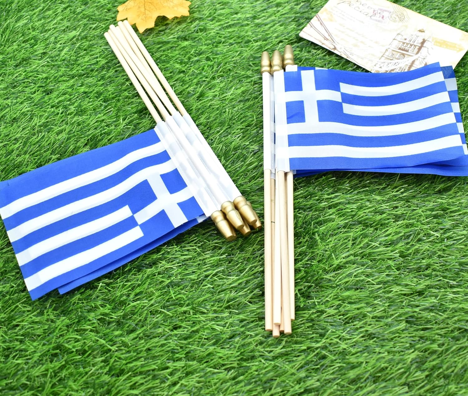 Greece Flag Mini Small Greek Handheld Stick Flags 4x6 Inch 12 Pack image 5