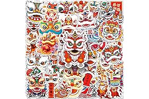 50Pcs Cute Chinese New Year Stickers, Cartoon Waterproof Water Bottle Laptop Stickers