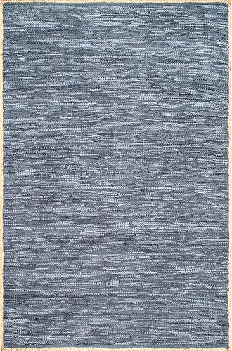 Miniatura 6 de nuLOOM Sabby - Alfombra de piel tejida a mano, 6 x 9 pulgadas, color azul