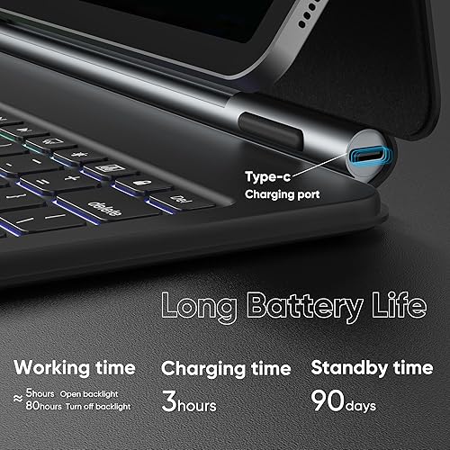 Miniatura 6 de doqo Funda con teclado para Samsung Galaxy Tab S9+S9 FE+S8+S7 PlusS7 FE Funda magnética de 12.4 pulgadas con teclado Touchpad incorporado Bluetooth