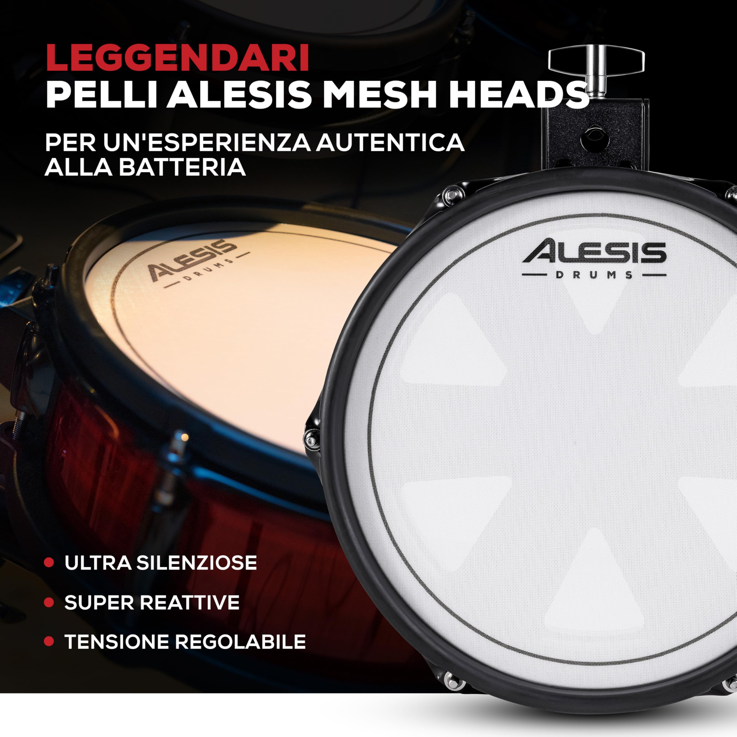 Alesis Nitro Ultimate Batteria Elettronica | Rullante 10" e Tom 8" Dual-Zone, Hi-Hat Mobile 10", 640+ Suoni BFD, Bluetooth, Drumeo, MIDI, Compatible con Doppio Pedale