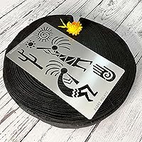 Vista 6 de Aleks Melnyk No.434 Plantilla de metal, deidad de fertilidad Kokopelli, diseños de petroglifos, plantilla pequeña, 1 unidad, plantilla para leña