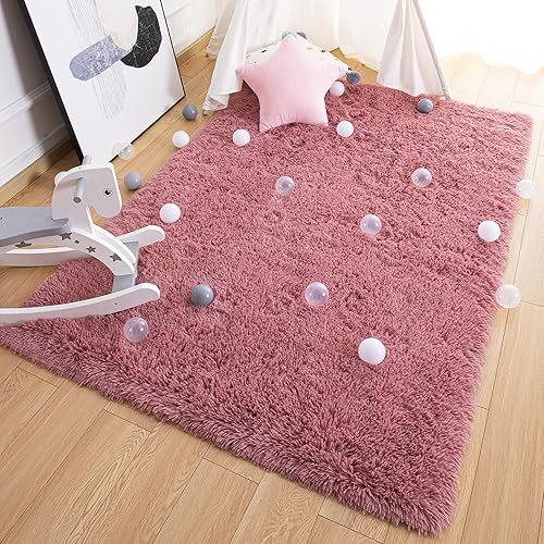 Miniatura 8 de Alfombras ultrasuaves y esponjosas para dormitorio, de 3 x 5 pies, alfombras de área de pelo largo para sala de estar, alfombra peluda grande y