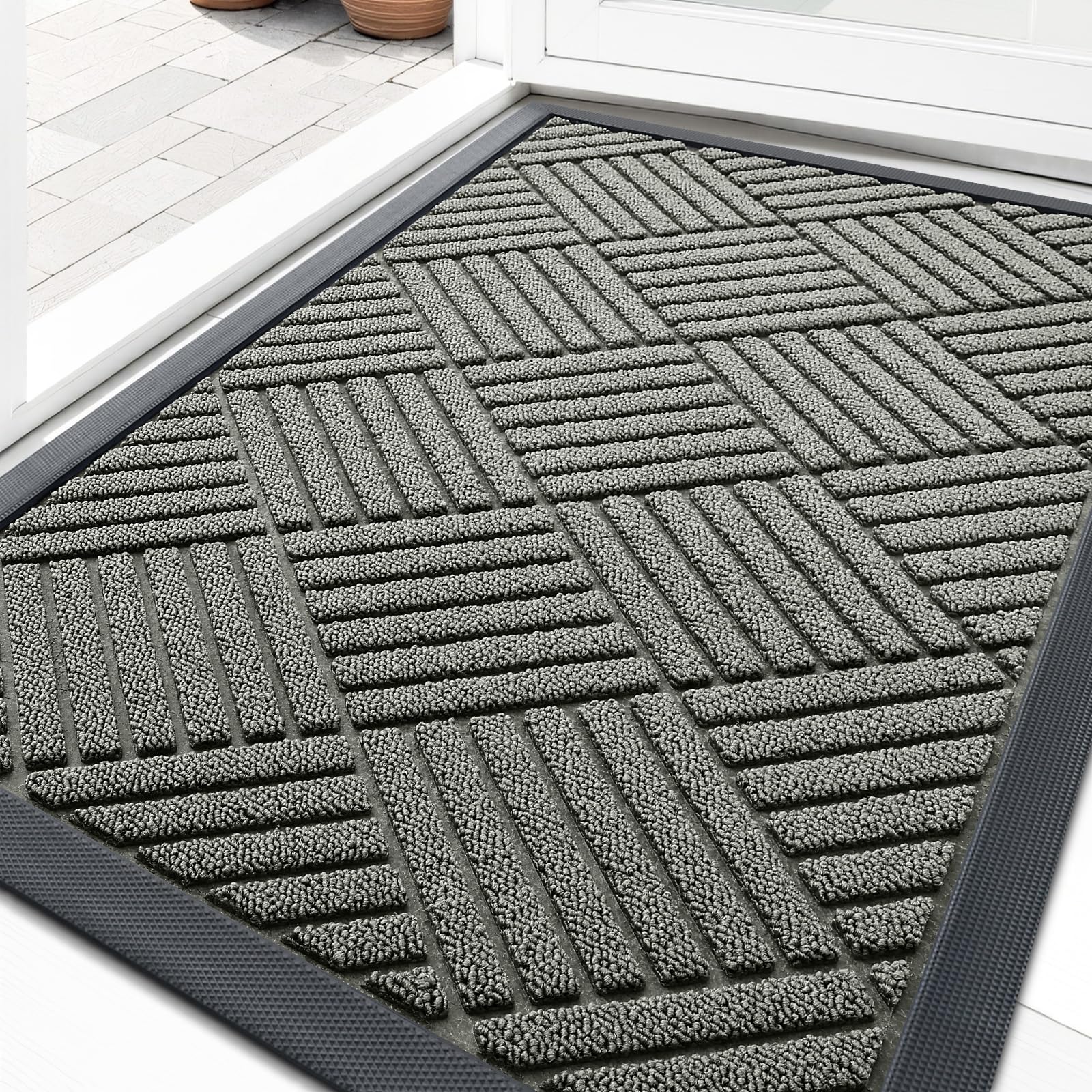 OLANLY Front Door Mat Outside Entrance, Waterproof Heavy-Duty Doormat