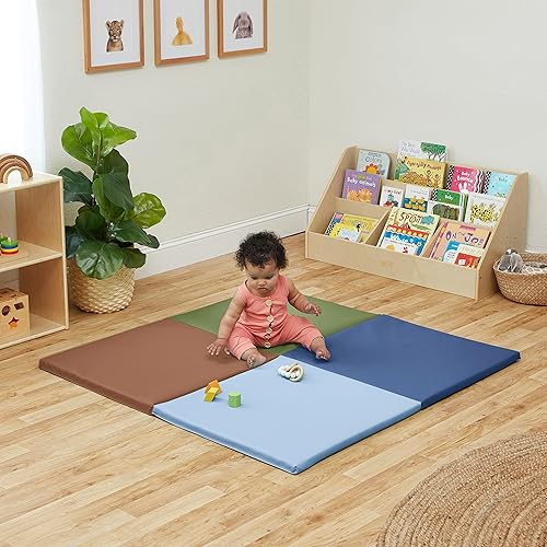 Miniatura 9 de ECR4Kids SoftZone Quad Fold-N-Go - Tapete de actividades plegable, color tierra