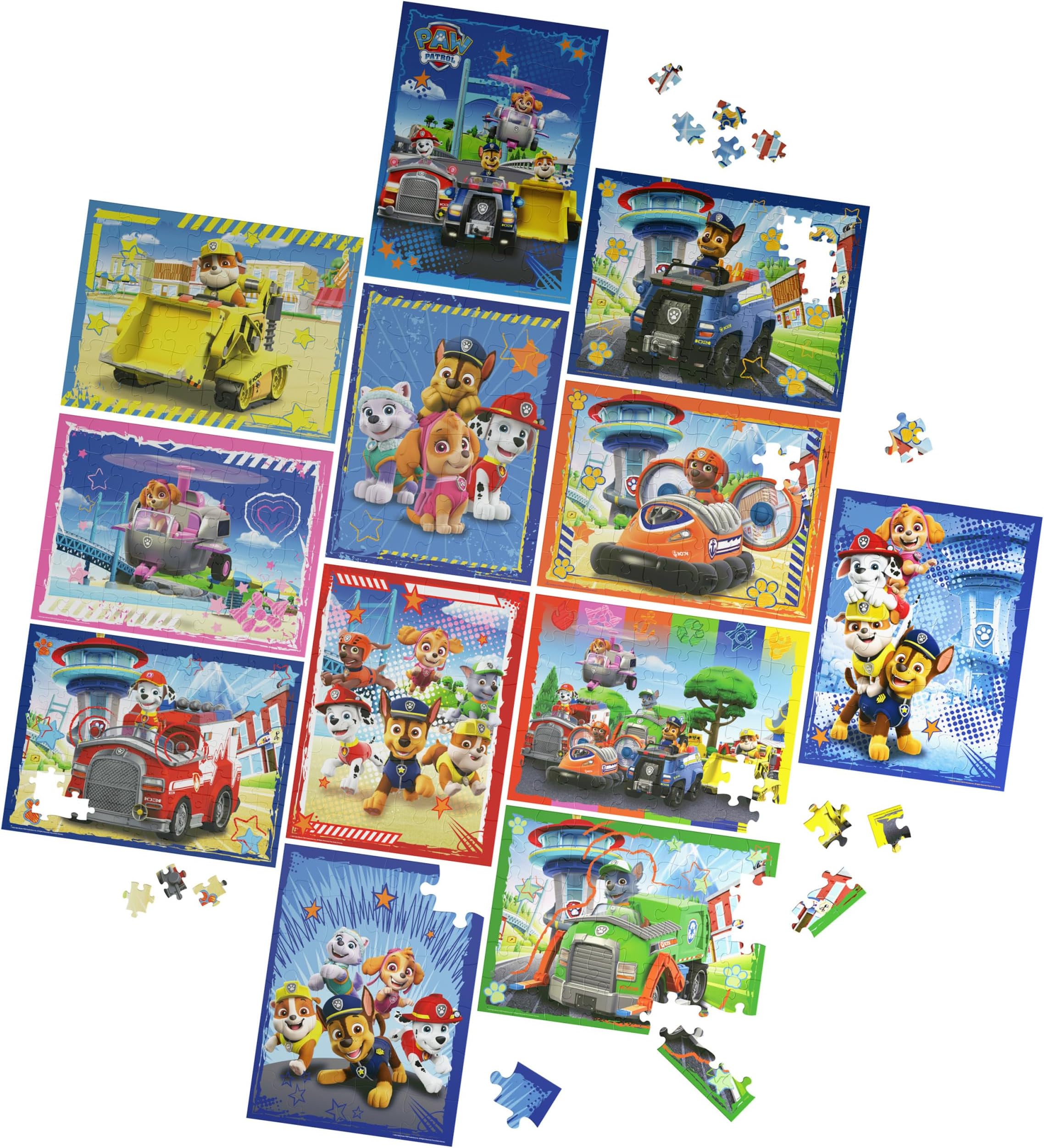 PAW Patrol Puzzles 12-Pack, 24, 48, & 100 Pieces, Kids Puzzles, Featuring Chase, Marshall, Skye, Everest, Rubble, Zuma, Rocky, for Ages 4 & Up