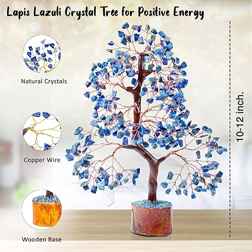 Miniatura 3 de Árbol de la vida de chakra de lapislázuli, árbol de la vida de cristal Árbol de piedras preciosas hecho a mano, árbol de Feng Shui, decoración de