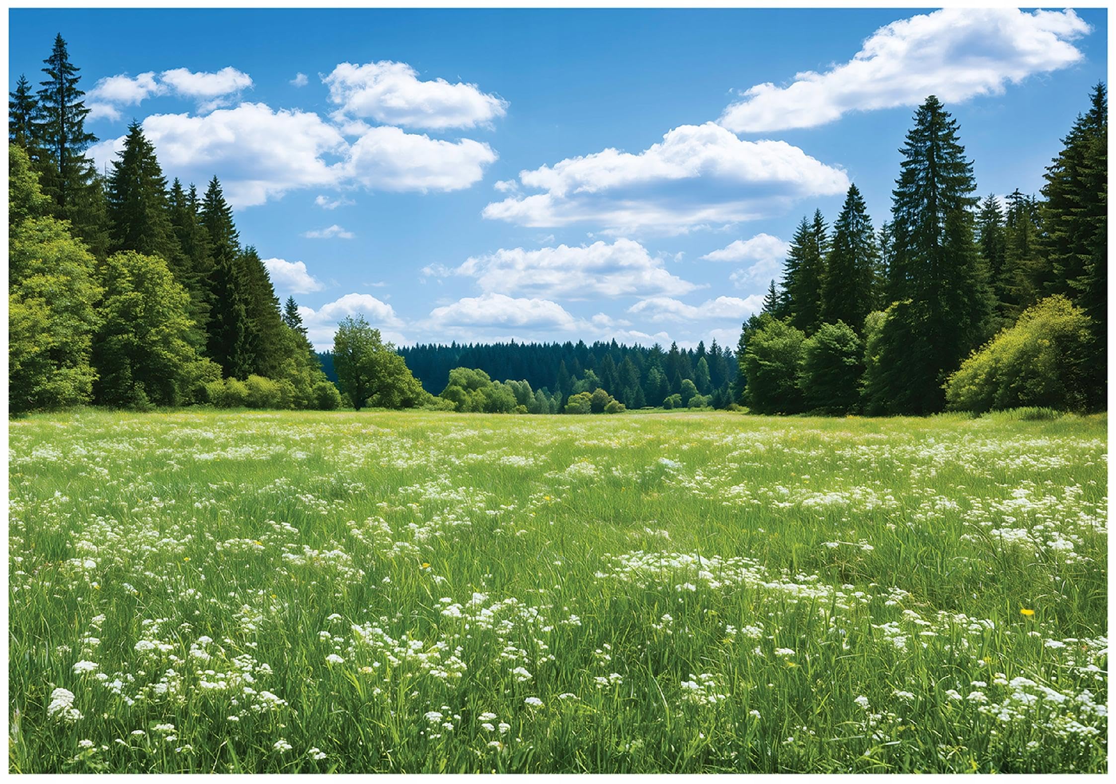 Wallarena Meadow Green Non-Woven Photo Wallpaper 300 X 210 Cm