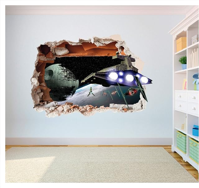 Star Wars Death Star Hole in Wall - Printed Vinyl Sticker Decal (Supersize 1200mm x 840mm)
