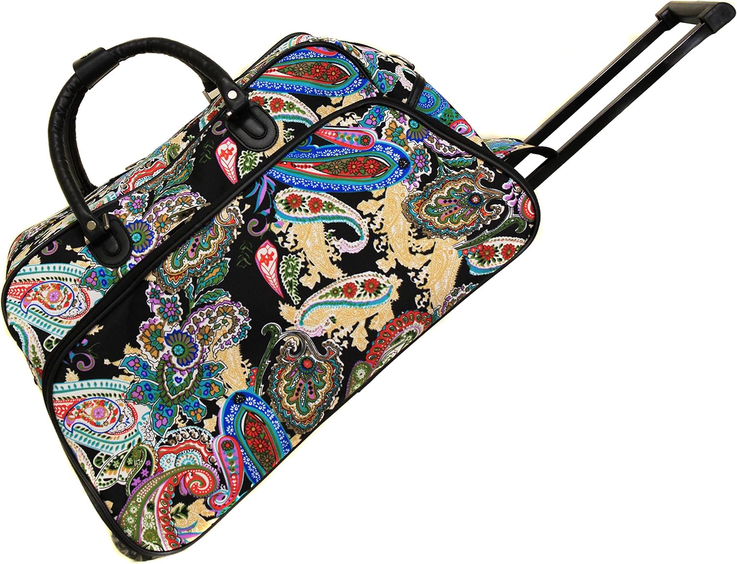 World Traveler 21-Inch Carry-On Rolling Duffel Bag, Black White Paws