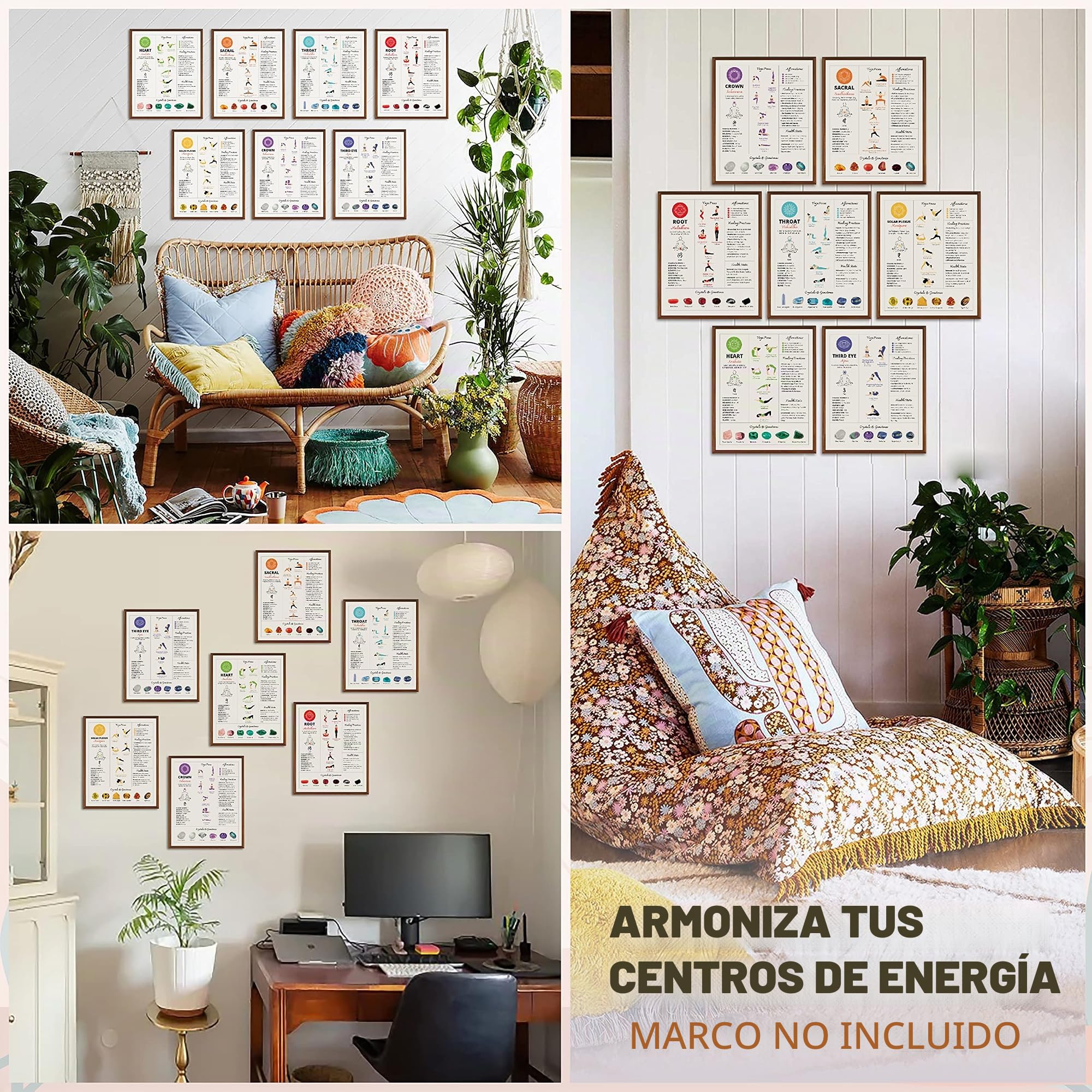 97 Decor Póster de yoga para chakras, decoración de 7 chakras, decoración de pared de chakras, pósteres de yoga, imágenes de meditación, impresión artística de curación de chakras, tabla de